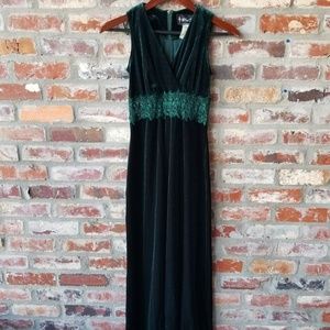Crush Velvet Long maxi Dress short sleeve lace